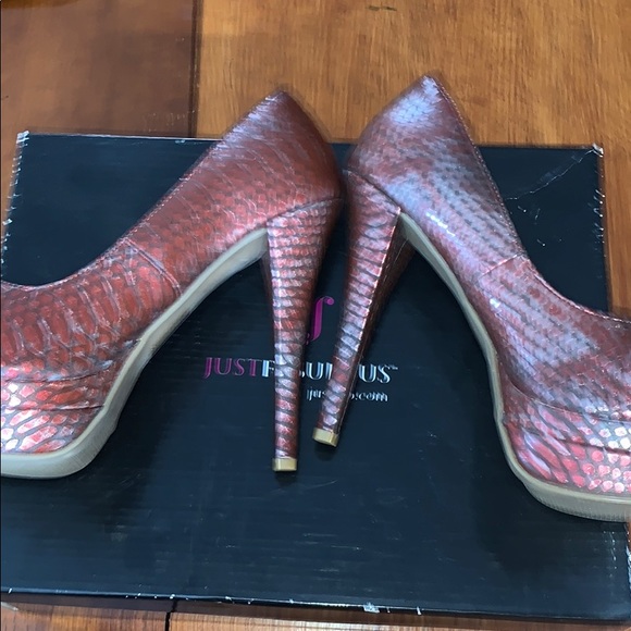 Red Snake Skin Heels - Picture 2 of 4